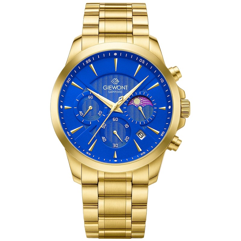 Zegarek Męski Giewont Chronograph Sapphire Złoto Niebieski GW9460-B5