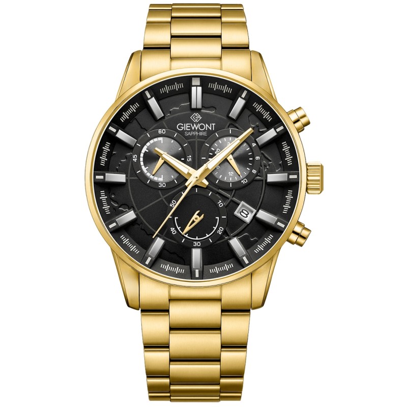 Zegarek Męski Giewont Chronograph Sapphire Złoto Czarny GW4580-B4