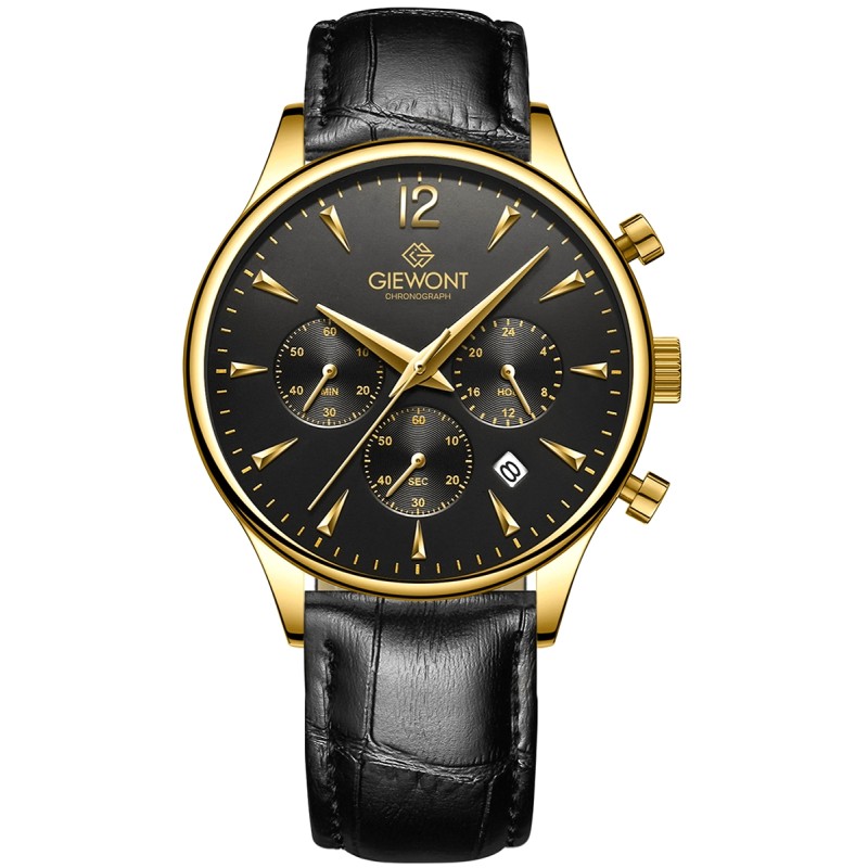 Zegarek Męski Giewont Chronograph Sapphire Czarno Złoty GW6310-A4
