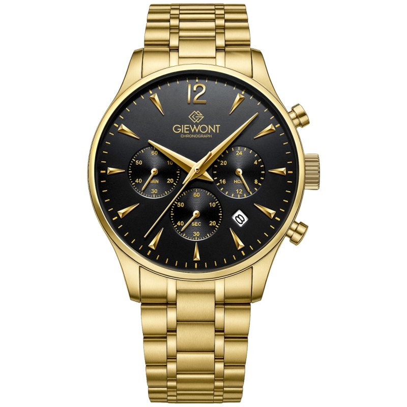Zegarek Męski Giewont Chronograph Sapphire Złoto Czarny GW6310-B4