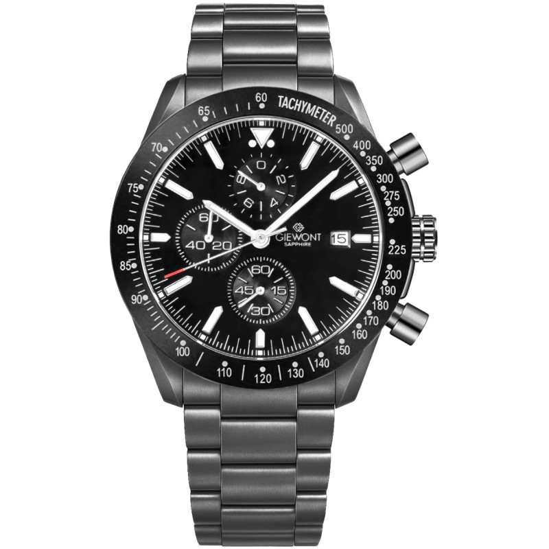 Zegarek Męski Giewont Chronograph Sapphire Czarny GW8720-B1