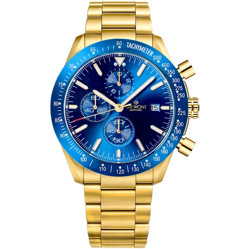 Zegarek Męski Giewont Chronograph Sapphire Złoto Niebieski GW8720-B6