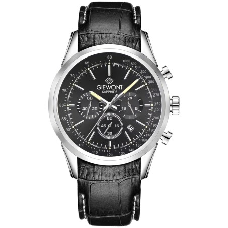 Zegarek Męski Giewont Chronograph Sapphire Srebrno Czarny GW7650-A2