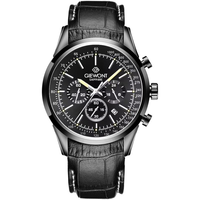 Zegarek Męski Giewont Chronograph Sapphire Czarny GW7650-A4