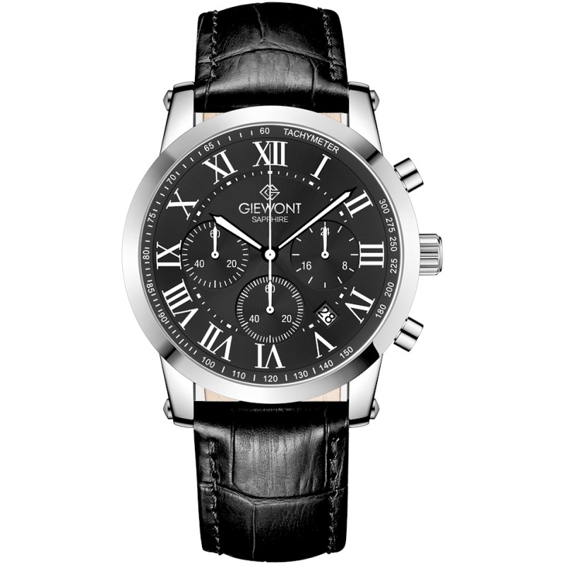 Zegarek Męski Giewont Chronograph Sapphire Srebrno Czarny GW6260-A2