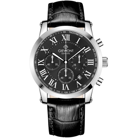 Zegarek Męski Giewont Chronograph Sapphire Srebrno Czarny GW6260-A2