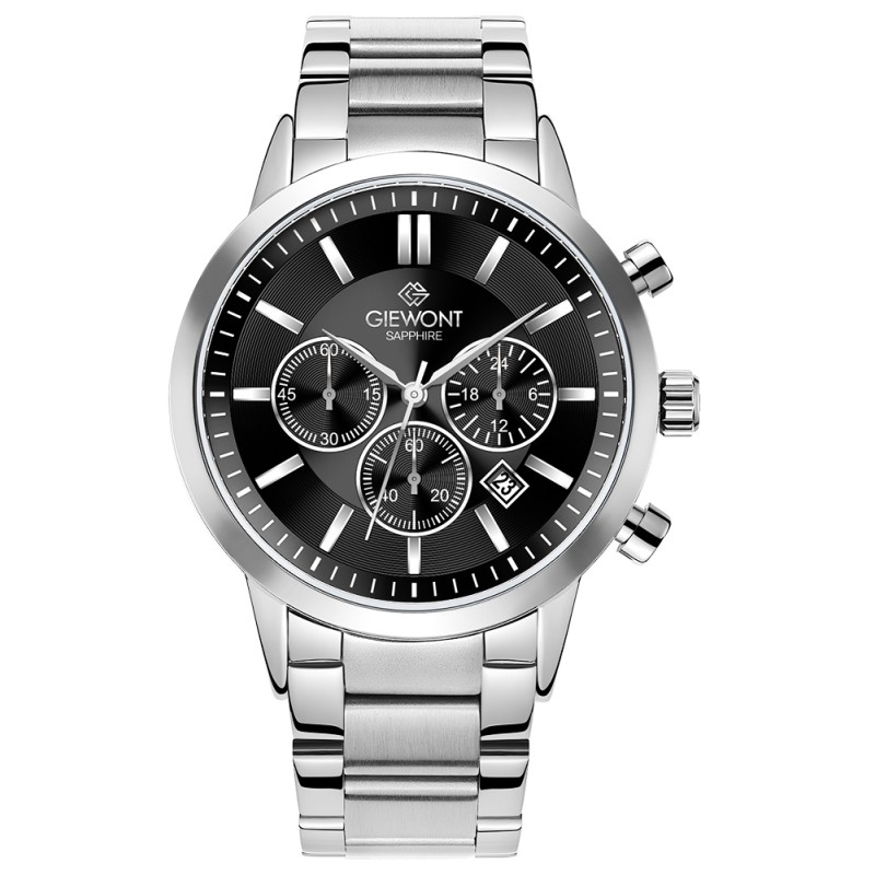 Zegarek Męski Giewont Chronograph Sapphire Srebrno Czarny GW8510-B1