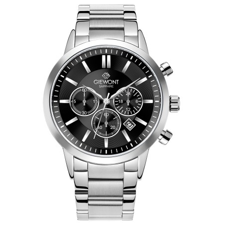 Zegarek Męski Giewont Chronograph Sapphire Srebrno Czarny GW8510-B1