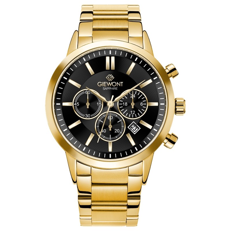 Zegarek Męski Giewont Chronograph Sapphire Złoto Czarny GW8510-B5