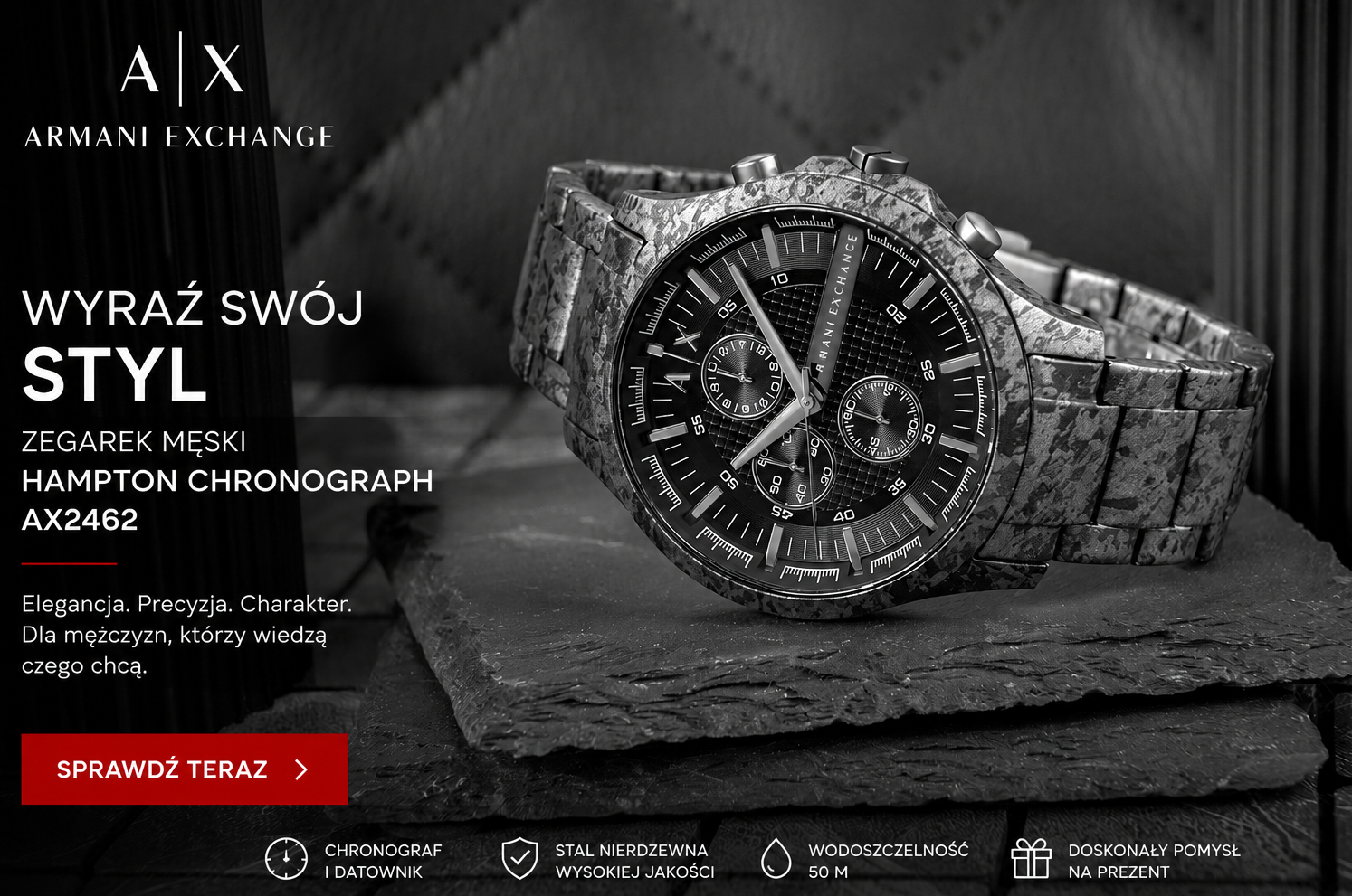 ARMANI EXCHANGE Hampton Chronograph AX2462 – elegancki zegarek męski z chronografem