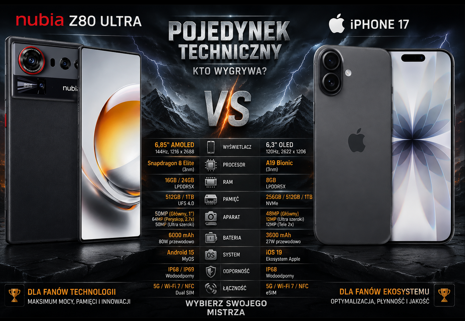 nubia Z80 Ultra vs iPhone 17 – wielki test porównawczy. Który smartfon jest lepszym wyborem w 2026 roku?